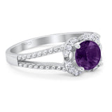 Art Deco Round Natural Stone Floral Ring