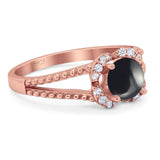 Art Deco Round Natural Stone Floral Ring