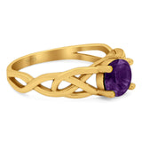 Vintage Style Round Natural Stone Trinity Ring