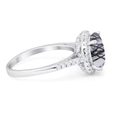 Art Deco Round Natural Stone Halo Ring