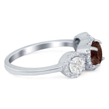 Three Stone Round Natural Stone Ring
