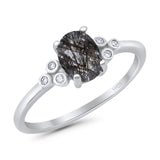 Oval Natural Stone Engagement Ring