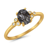 Oval Natural Stone Engagement Ring