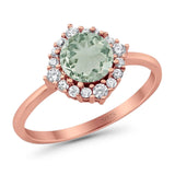 Art Deco Round Natural Stone Halo Ring
