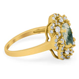 Vintage Style Oval Natural Stone Floral Ring