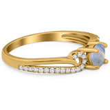 Art Deco Round Natural Stone Curved Ring