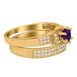 Two Piece Round Natural Stone Ring