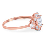 Art Deco Oval Natural Stone Flower Ring