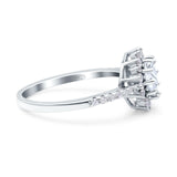 Floral Art Deco Round Natural Stone Ring