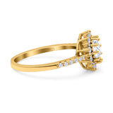 Floral Art Deco Round Natural Stone Ring