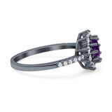 Floral Art Deco Round Natural Stone Ring
