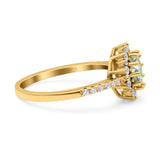 Floral Art Deco Round Natural Stone Ring