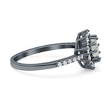 Floral Art Deco Round Natural Stone Ring