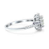 Floral Art Deco Round Natural Stone Ring