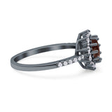 Floral Art Deco Round Natural Stone Ring