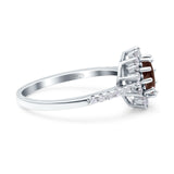 Floral Art Deco Round Natural Stone Ring