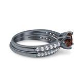 Two Piece Round Natural Stone Bridal Ring