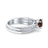 Two Piece Round Natural Stone Bridal Ring