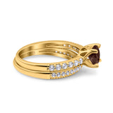 Two Piece Round Natural Stone Bridal Ring