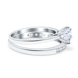 Two Piece Round Natural Stone Art Deco Ring