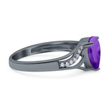Art Deco Pear Teardrop Natural Stone Ring