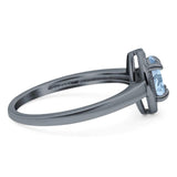 Oval Natural Stone Halo Wedding Ring