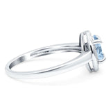 Oval Natural Stone Halo Wedding Ring