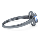 Oval Natural Stone Halo Wedding Ring