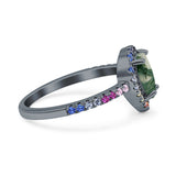 Teardrop Pear Natural Stone Halo Ring