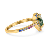 Teardrop Pear Natural Stone Halo Ring