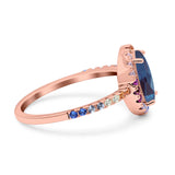 Oval Natural Stone Halo Wedding Ring