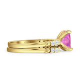 Art Deco 8mm Princess Cut Pink CZ Stackable Ring 925 Sterling Silver