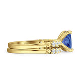 Art Deco 8mm Princess Cut Tanzanite CZ Stackable Ring 925 Sterling Silver