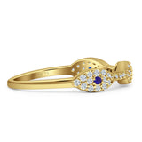 Art Deco 4mm Evil Eye Marquise Band Cluster Cubic Zirconia 925 sterling Silver