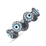 Round Halo CZ Evil Eye Ring