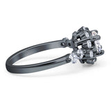 Vintage Style Round Natural Stone Flower Ring