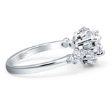 Vintage Style Round Natural Stone Flower Ring