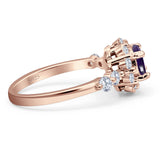 Vintage Style Round Natural Stone Flower Ring