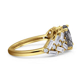 Oval Natural Stone Wedding Cocktail Ring