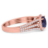 Art Deco Round Natural Stone Stackable Ring
