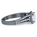 Art Deco Round Natural Stone Stackable Ring