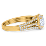 Art Deco Round Natural Stone Stackable Ring