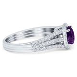 Art Deco Round Natural Stone Stackable Ring