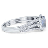Art Deco Round Natural Stone Stackable Ring