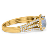 Art Deco Round Natural Stone Stackable Ring