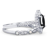 Art Deco Two Piece Oval Natural Stone Ring