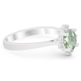 Art Deco Round Natural Stone Floral Ring