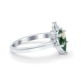 Pear Teardrop Natural Stone Floral Ring