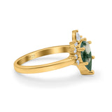 Pear Teardrop Natural Stone Floral Ring