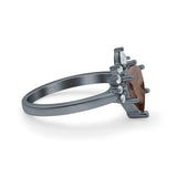 Pear Teardrop Natural Stone Floral Ring